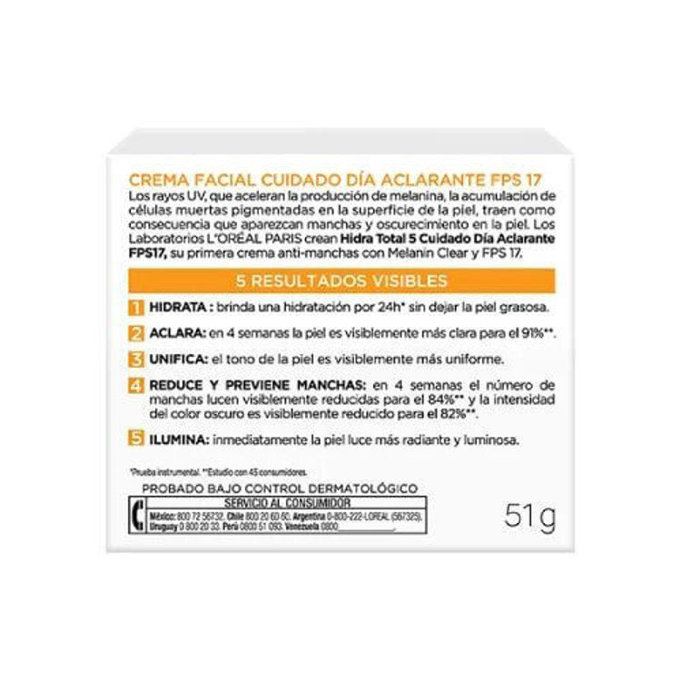 Imagen de L'Oréal Paris Crema Facial Hidra Total 5 Anti-Manchas 50 ml