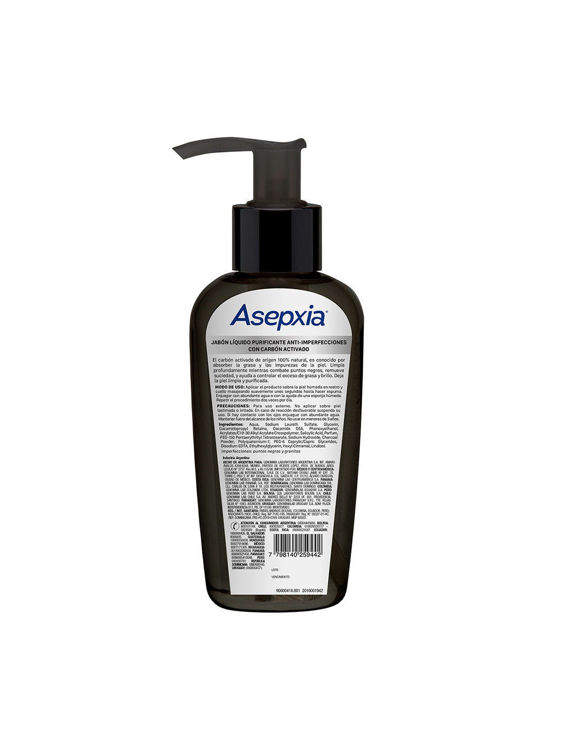 Imagen de Asepxia Jabón Liquido Facial  Purificante Carbón Detox 200 ml