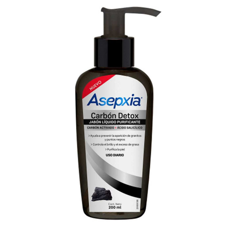 Imagen de Asepxia Jabón Liquido Facial  Purificante Carbón Detox 200 ml