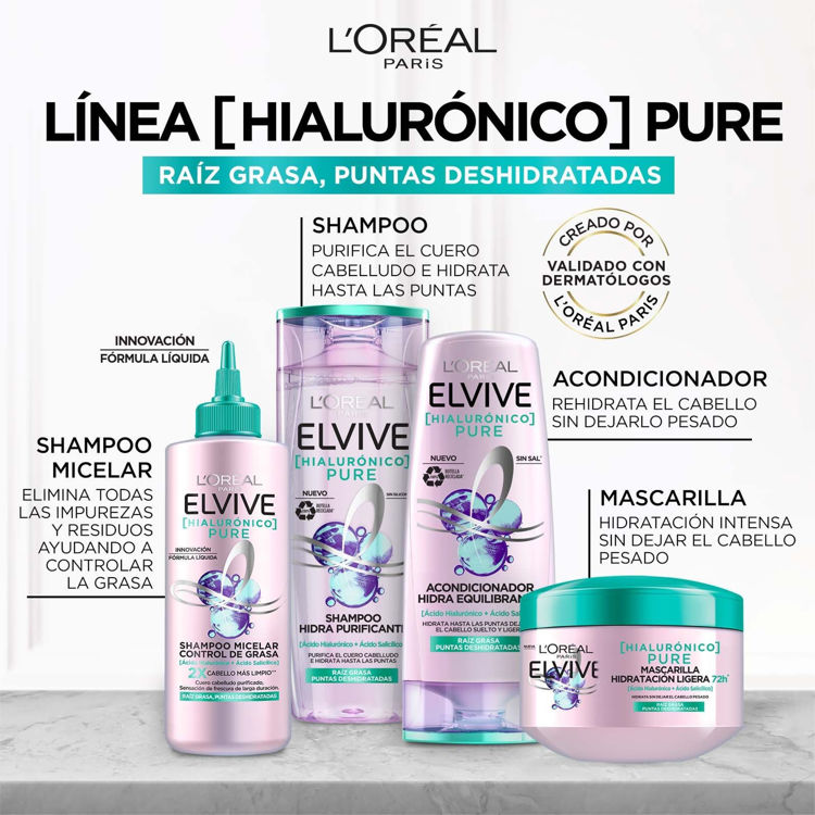 Imagen de L'Oréal Paris Elvive Micelar Hialurónico Shampoo Pure  300 ml
