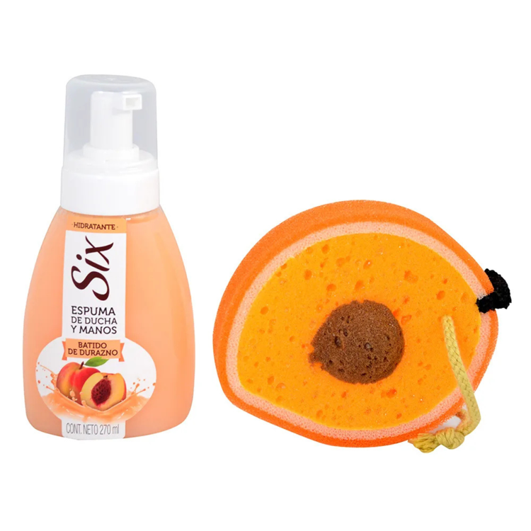 Imagen de Six Pack Espuma Ducha + Esponja - Batido Durazno