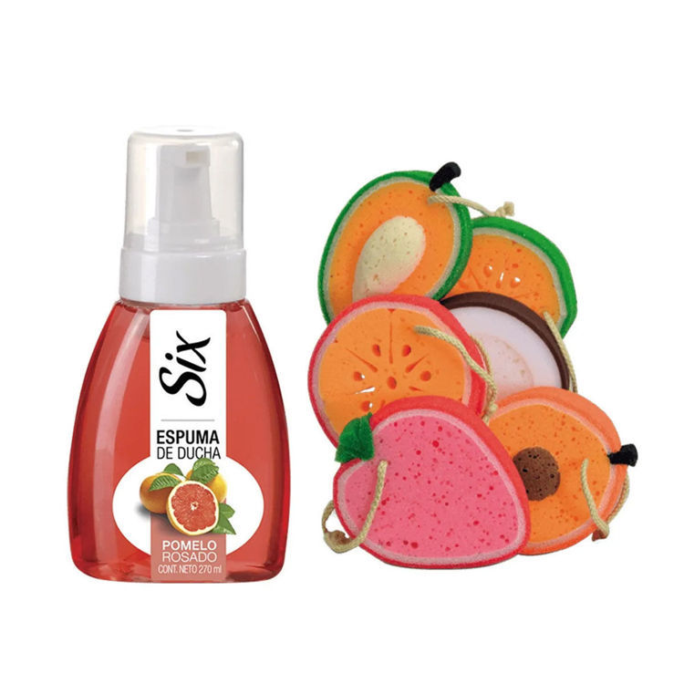 Imagen de Six Pack  Espuma + Esponja - Pomelo Rosa