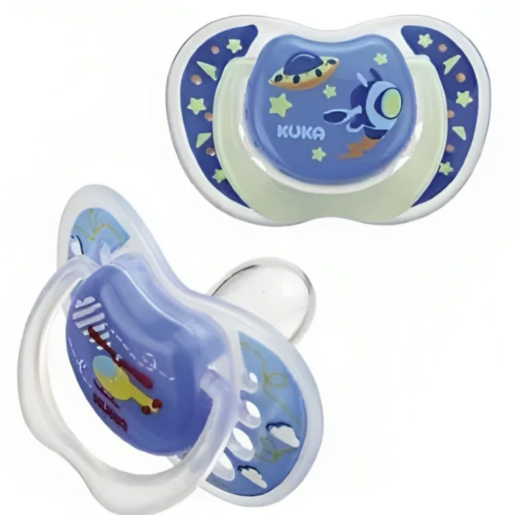 Imagen de Kuka Pack de 2 Chupetes Dia y  Noche Anatómicos Talle 2 Celeste - + 6 meses  - 2096