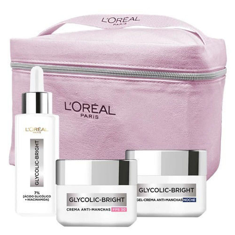 Imagen de L'Oréal Paris Pack Con Necesaire Glycolic-Bright Serum 30 ml + Crema de Dia  + Crema de Noche