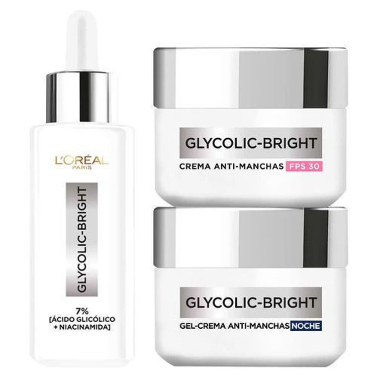 Imagen de L'Oréal Paris Pack Con Necesaire Glycolic-Bright Serum 30 ml + Crema de Dia  + Crema de Noche