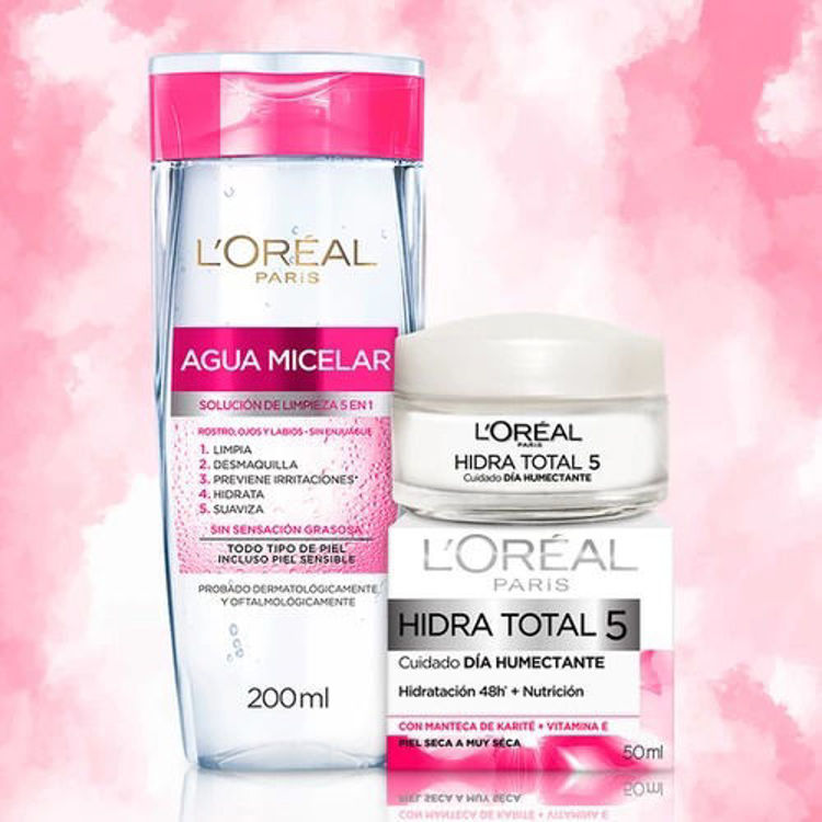 Imagen de L'Oreal París Pack  HT5 Hidra Total 5 Crema Facial Día 50ml + Agua Micelar Clásica 5 en 1 200ml