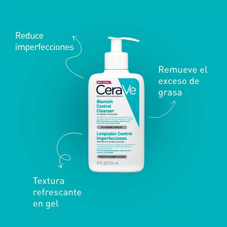 Imagen de Pack CeraVe Piel Grasa Facial Gel Limpiador 236ml + Sérum Retinol 30ml + Gel Tratamiento 40ml + Neceser DE REGALO