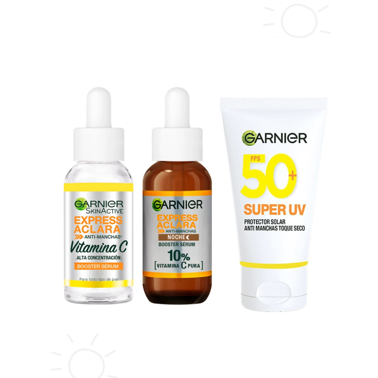 Imagen de Pack Garnier Vitamina C Total Serum Noche + Serum Dia + Protector Solar