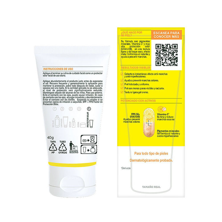 Imagen de Garnier Protector Solar Anti Manchas Vit C Fps 50  40 Gr - Color Medio