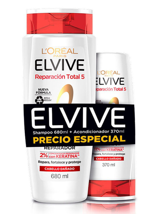 Imagen de L'Oréal Paris Elvive Pack Shampoo Reparación Total  680 ml   + Acondicionador 370