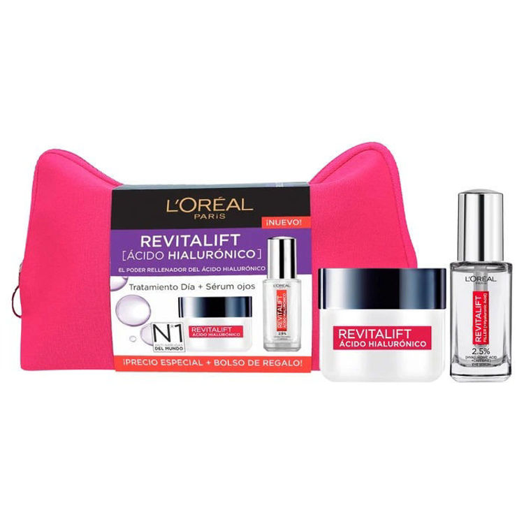 Imagen de L'Oreal Revitalift Pack Crema De Día FPS20 de 50ml + Sérum para Ojos de 20ml + Neceser DE REGALO