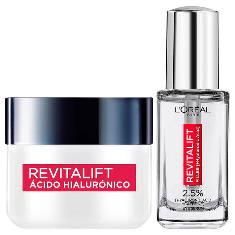 Imagen de L'Oreal Revitalift Pack Crema De Día FPS20 de 50ml + Sérum para Ojos de 20ml + Neceser DE REGALO