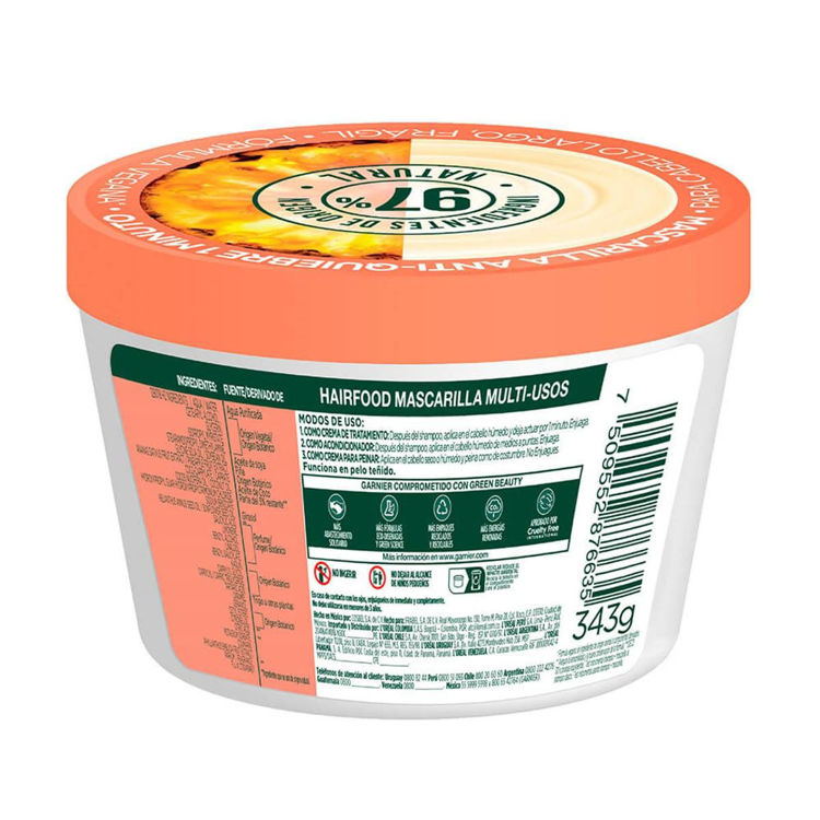 Imagen de Fructis Hair Food Mascarilla Piña X 350 Ml - Anti Quiebre